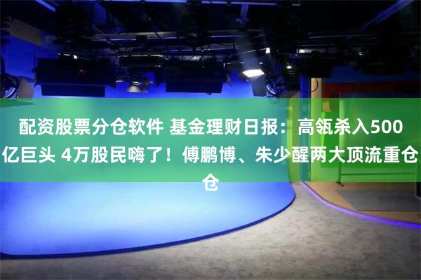 配资股票分仓软件 基金理财日报：高瓴杀入500亿巨头 4万股民嗨了！傅鹏博、朱少醒两大顶流重仓